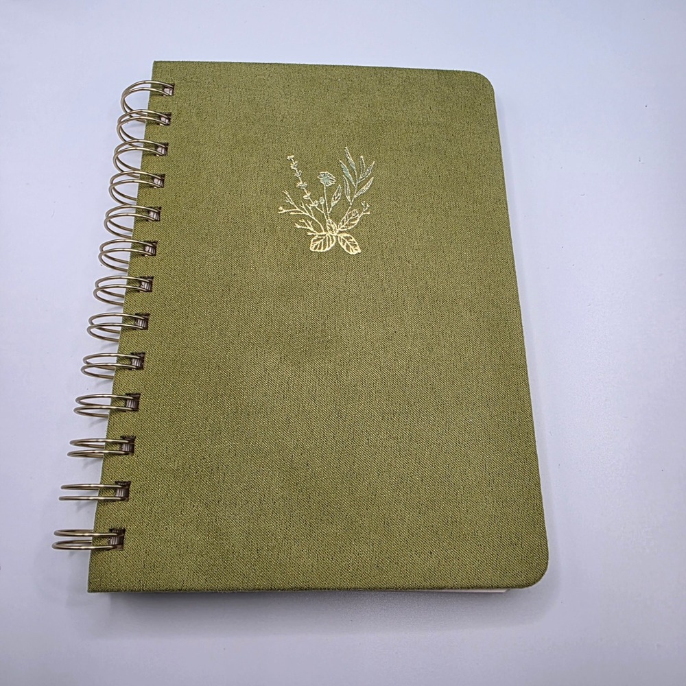 Threshold Green‎ Spiral Notebook Floral Botanical Gold Foil Journal 96 Sheets
